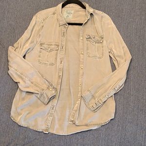 Army green button down shirt